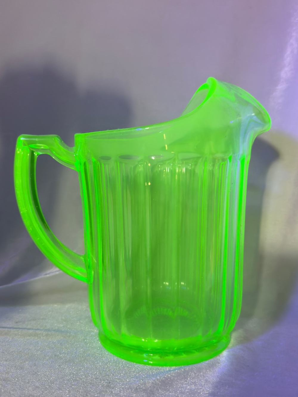 Large / Heavy 1930's Hocking Glass uranium glass pitcher